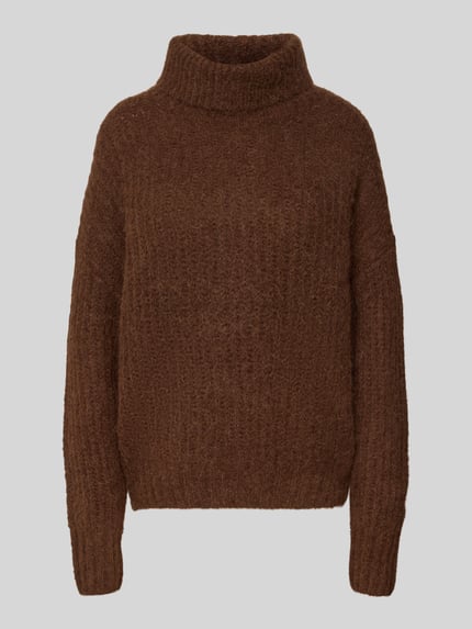 Fynch-Hatton Relaxed Fit Rollkragenpullover aus Alpaka-Mix in Strick-Optik Dunkelbraun 2
