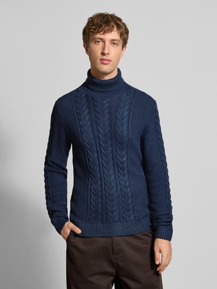 Blend Gebreide coltrui, model 'BASIM' Marineblauw - 4
