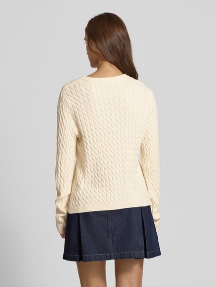 PIECES Sweter z dzianiny o kroju regular fit z mieszanki wiskozy model ‘FIA’ Piaskowy 5