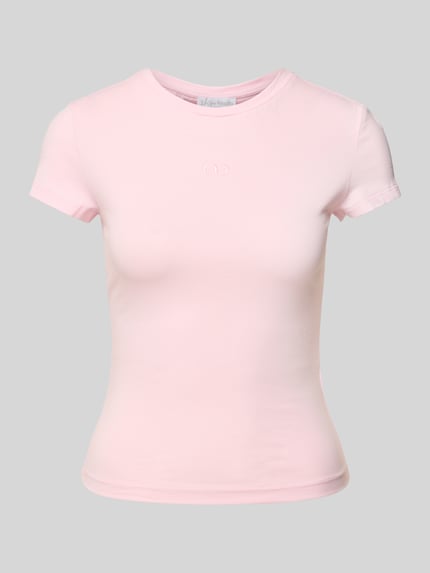 LeGer T-Shirt mit geripptem Rundhalsausschnitt Modell 'Franka' Pink 2