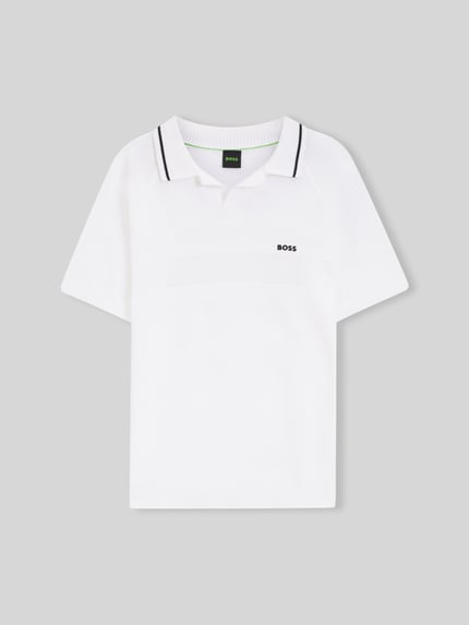 BOSS Green Regular Fit Poloshirt aus Strick Weiss 2