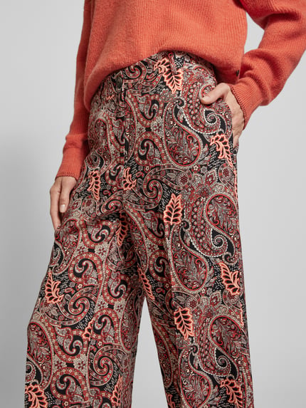 VERO MODA Regular Fit  Weite Hose mit Hornoptik-Knopf Modell 'MABLE MAVITA' Rot 3