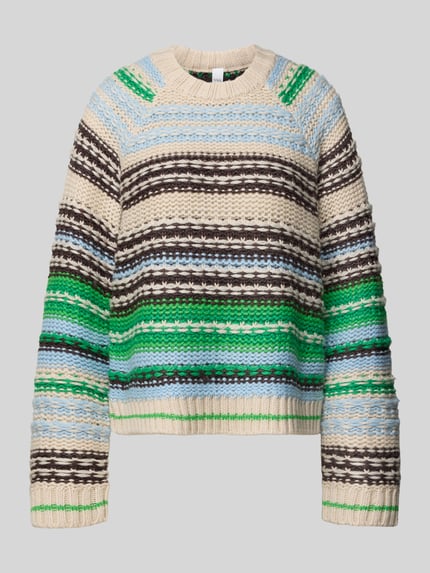 YAS Relaxed Fit Strickpullover mit Woll-Anteil Modell 'BIBI' Gruen 2