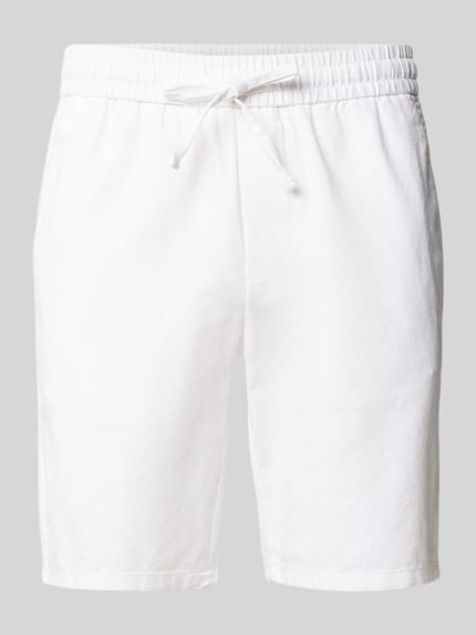 Produktfoto, Regular Fit Shorts aus Baumwoll-Leinen-Mix Modell 'LINUS' von Only & Sons, efekt: jednolity kolor, krój regular fit, aplikacja z metką, elastyczny ściągacz z tunelem, wpuszczane kieszenie, kieszeń z tyłu, materiał: mieszanka bawełny i lnu