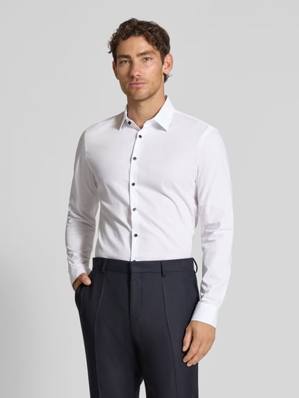 Jake*s Slim Fit Businesshemd aus Baumwolle mit Kentkragen Weiss 4
