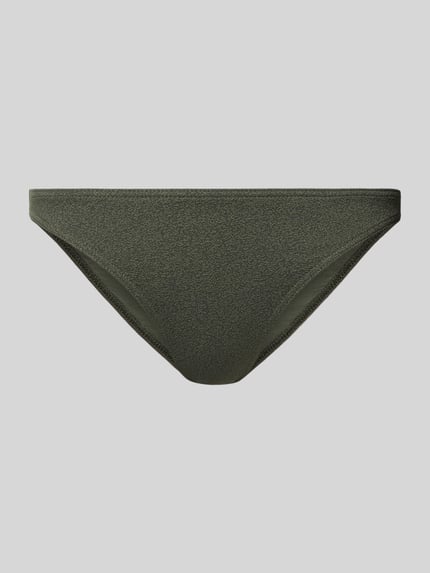 Produktfoto, Bikini-Slip mit Label-Detail Modell 'ALERIA' von Banana Moon in Olivgrün, feine Struktur, Material-Mix mit Stretch-Anteil, Körpernaher-Schnitt, Damen