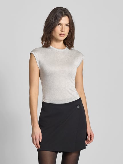 VERO MODA Slim Fit T-Shirt aus Viskose-Mix Modell 'SARAH' Hellgrau 4