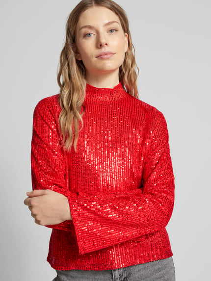 YAS Longsleeve mit Stehkragen Modell 'PALLI' Rot 3
