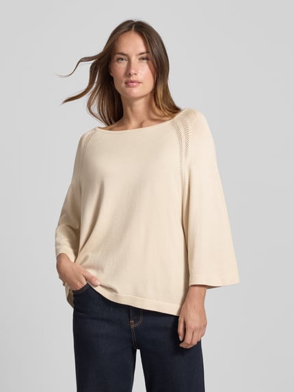 COMMA Sweter z dzianiny z okrągłym dekoltem Piaskowy 4
