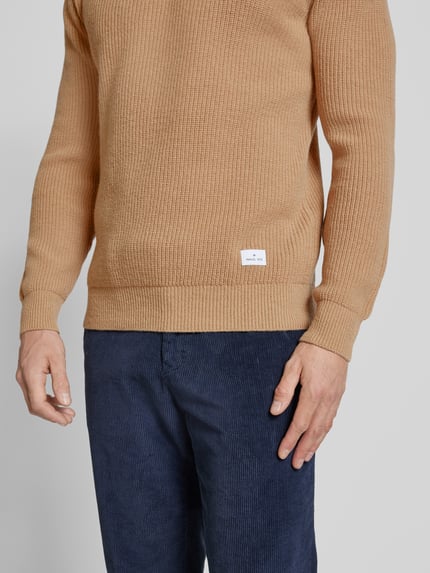 Manuel Ritz Wollen pullover met labelpatch Beige - 3