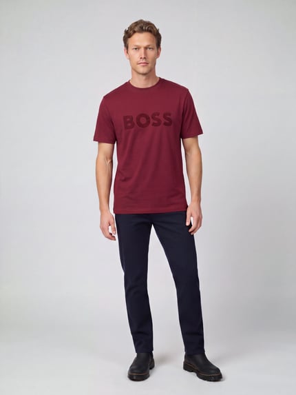 BOSS Green Regular Fit T-Shirt aus Baumwollmix Bordeaux 1