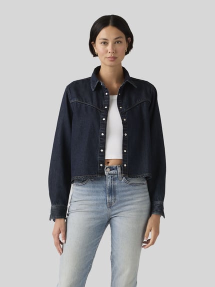 Levi's® 300 Regular fit jeanshemd van mix van katoen en lyocell model 'ELI' Donkerblauw - 3