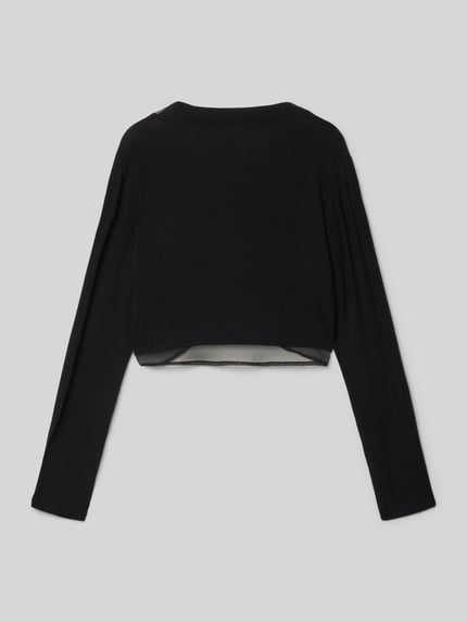 Produktfoto, Cardigan aus Viskose-Mix in Ripp-Optik van G.O.L., recht model, chiffon inzetten, semitransparante delen, lange mouwen