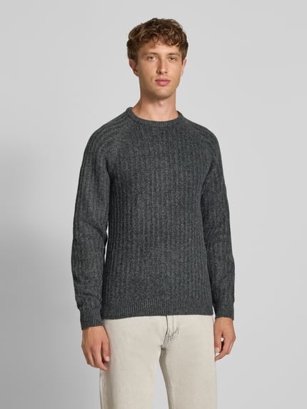 Blend Regular Fit Strickpullover mit Woll-Anteil Modell 'DEXTER' Anthrazit 4