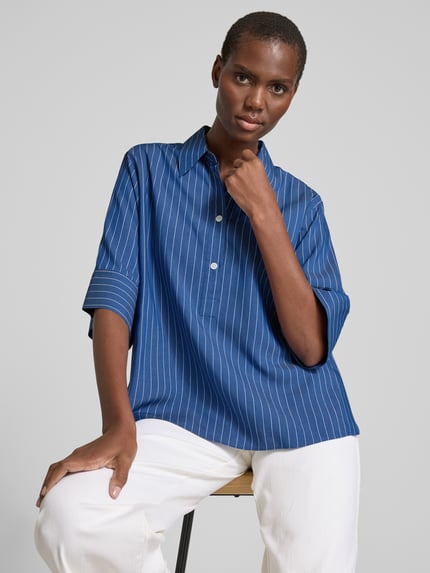 windsor. Regular fit overhemdblouse van viscosemix Koningsblauw - 3