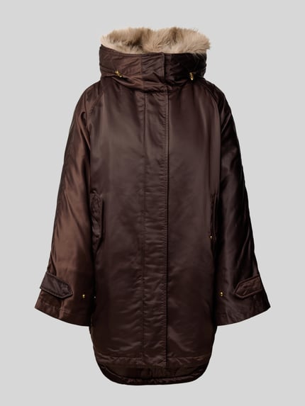 Beaumont Amsterdam Parka o kroju oversized z poliestru z wyjmowaną wstawką ze sztucznego futra model „Cory“ Ciemnobrązowy 2