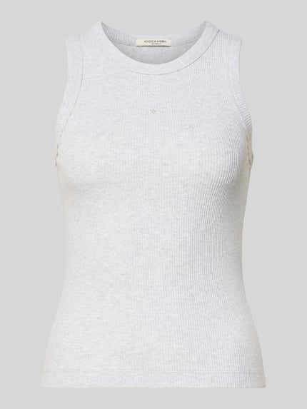 Produktfoto, Tanktop in Ripp-Optik mit Rundhalsausschnitt van Scotch & Soda, lichtgrijs, slim fit, katoen-elastaanmix, fijne textuur