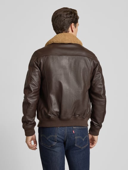 Blauer USA Lederjacke mit Zweiwege-Reißverschluss Modell 'CHEITON' Dunkelbraun 5