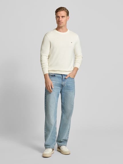 Tommy Hilfiger Regular fit gebreide pullover van een mix van katoen en kasjmier Offwhite - 1