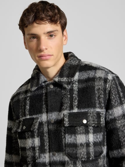 ONLY & SONS Regular fit overhemdjack met all-over motief, model 'GIO' Zwart - 3