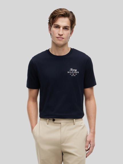 Tommy Hilfiger regular fit T-shirt van puur katoen Marineblauw - 4