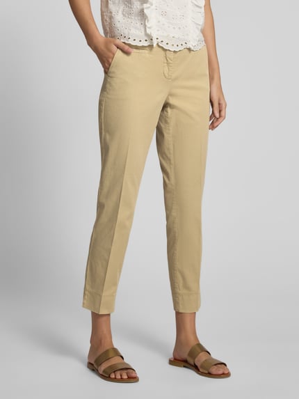 CAMBIO Skinny fit stoffen broek met persplooien, model 'STELLA' Camel - 4
