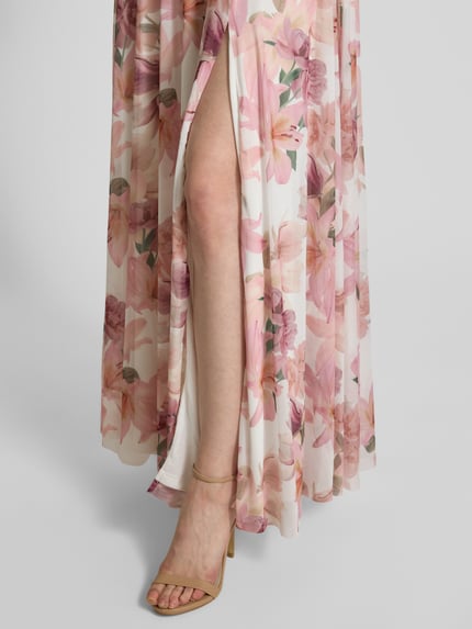 Christian Berg Cocktail Abendkleid mit V-Ausschnitt Rosa Melange 3