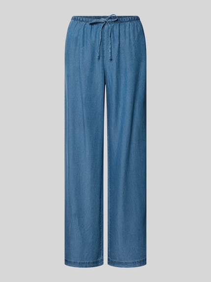 Produktfoto, Wide Leg Hose aus Lyocell Modell 'CHARIS' von Only in Denim-Optik, elastischer Bund mit Tunnelzug, seitliche Eingrifftaschen