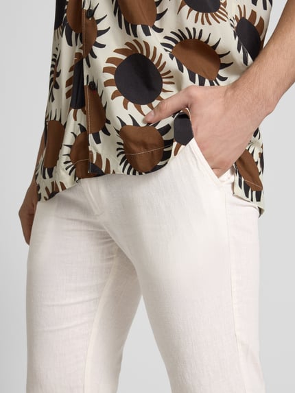 Lindbergh Tapered Fit Leinenhose mit elastischem Bund Weiss 3