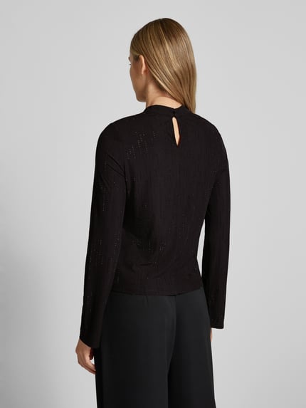 mbyM Shirt met lange mouwen en strass-steentjes, model 'Asira' Zwart - 5