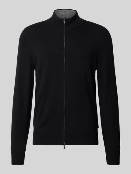 BOSS Strickjacke aus Wolle Kaschmir mit Stehkragen Black 1
