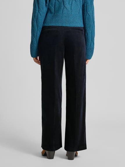 Tom Tailor Wide Leg Marlenehose aus Baumwoll-Mix Dunkelblau 5