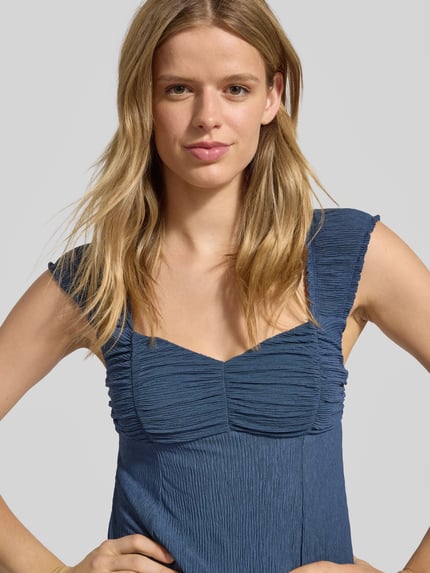 ONLY Tailliertes Minikleid mit Raffung Modell 'HELDA' Jeansblau 3