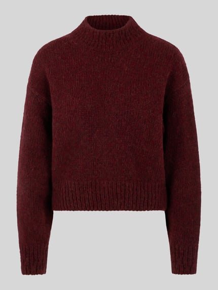 Marc Cain Oversized Pullover aus Wolle mit Logo-Detail Bordeaux 2