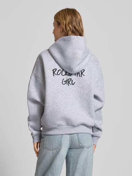 REVIEW Oversized hoodie met labelprint Lichtgrijs gemêleerd - 5