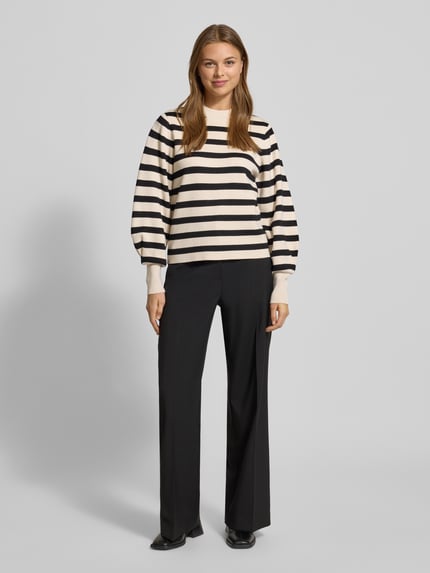 Jake*s Collection Sweter z dzianiny z prążkowanymi wykończeniami Złamany biały 1