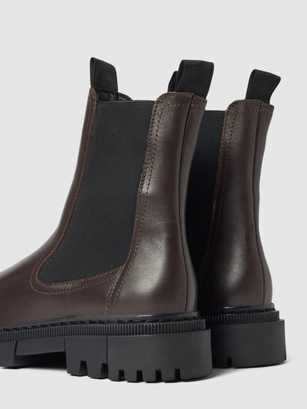 Tamaris Chelsea boots van leer met siernaad Donkerbruin - 2
