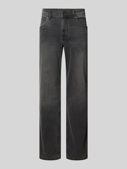 Produktfoto, Comfort Fit Jeans mit Eingrifftaschen von Christian Berg Men in Dunkelgrau, Baumwoll-Mix mit Stretch-Anteil, Knopf- und Reißverschluss, Bundweite 42 cm, Innenbeinlänge 79 cm, für Herren