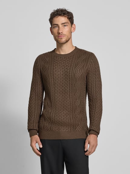 JACK & JONES Premium Sweter z dzianiny z prążkowanymi wykończeniami model ‘BLUSEAN’ Oliwkowy 4