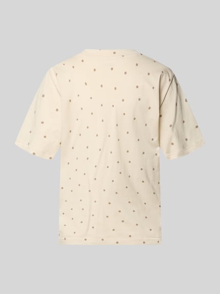 Productfoto, Regular Fit T-shirt met ronde hals van Jake*s Casual, puur katoen, dames, beige met bruine stippen, kort mouwen
