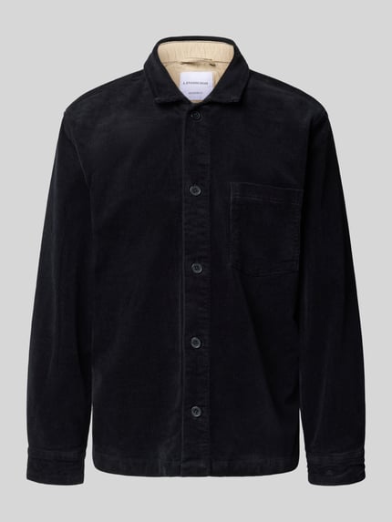 Lindbergh Modern fit overhemdjack met borstzak, model 'Superflex' Zwart - 2