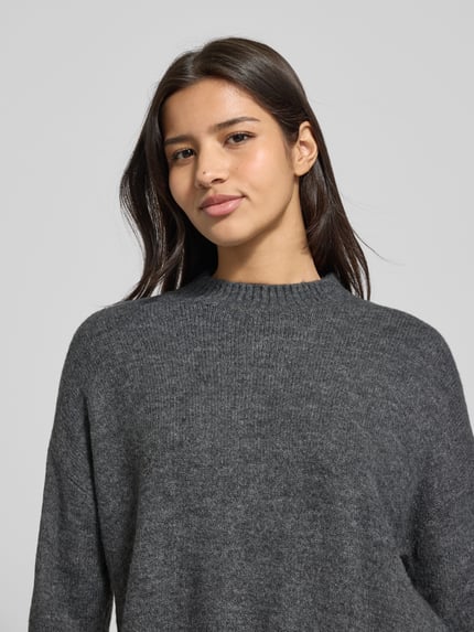 VERO MODA Oversized Strickpullover mit Mock Neck Modell 'LEFILE' Mittelgrau 3