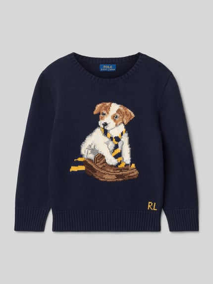 Polo Ralph Lauren Teens Sweter z dzianiny o kroju regular fit ze wstawkami Granatowy 1