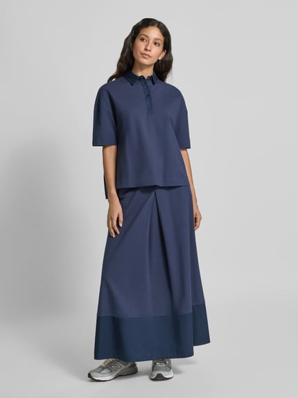 MM by Max Mara Długa spódnica o rozkloszowanym kroju z mieszanki bawełny model ‘PABLO’ Granatowy 1