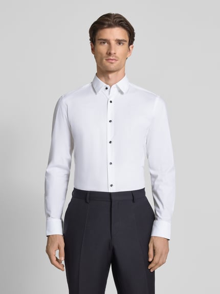 BOSS Slim Fit Businesshemd aus Baumwoll-Mix Modell 'HANK' Weiss 4