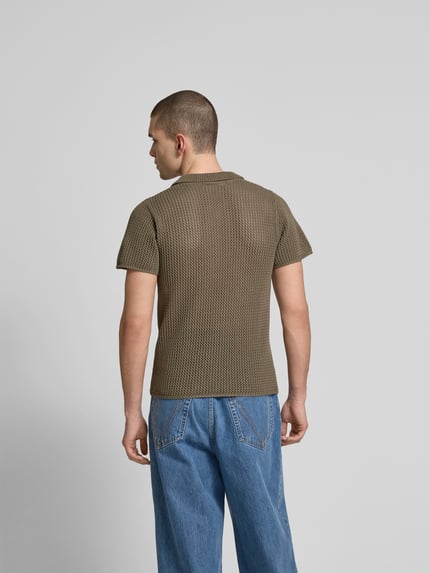 WON HUNDRED Koszulka polo w dzianinowej optyce w kroju slim fit Khaki 5