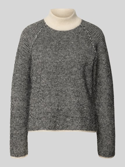 VERO MODA Sweter z półgolfem o kroju regular fit z wzorem na całej powierzchni model „FELIZE” Złamany biały 2