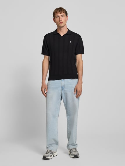 REVIEW Regular Fit Poloshirt mit Logo-Stitching Black 1