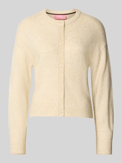 Produktfoto, Cardigan mit Woll-Anteil Modell 'NATALIE' von JJXX in Beige mit Strick-Optik, Rundhalsausschnitt und elastischen Abschlüssen