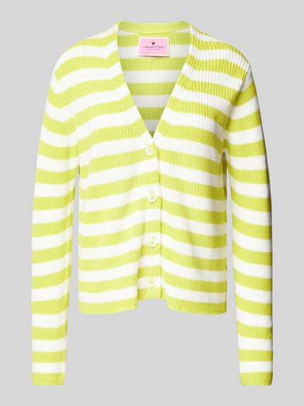 LIEBLINGSSTÜCK Strickjacke mit Streifenmuster Modell 'Kalimba' Neon Gelb 2